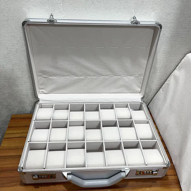 21 Slots Premium Aluminum Metal Briefcase Watch Organizer